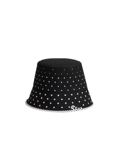 Dior Polka Teddy-d Small Brim Bucket Hat In Black