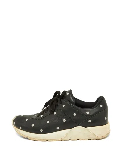 Pre-owned Dior Polka-dot Sneakers In Black