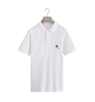 Dior Polo Shirt With  Clover Embroidery In White