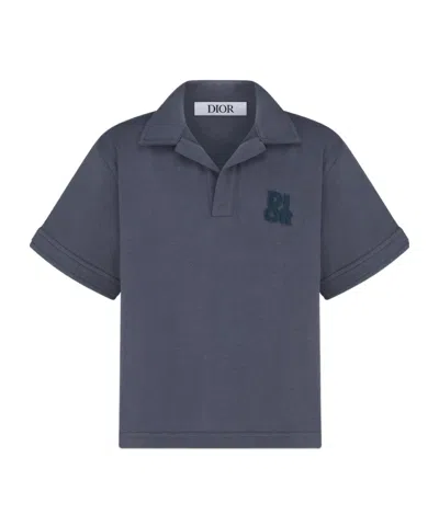 Dior Polo Shirt With Lapel Short Sleeve In Gray