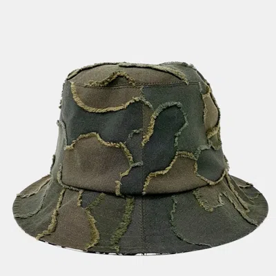 Pre-owned Dior Polyester Cotton Khaki Bucket Hat In Brown