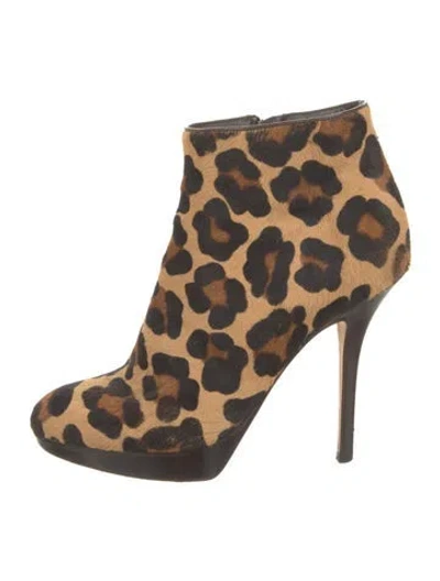 Pre-owned Dior Ponyhair Animal Print Boots In Brown