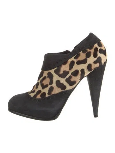 Pre-owned Dior Ponyhair Animal Print Lace-up Boots In Neutral