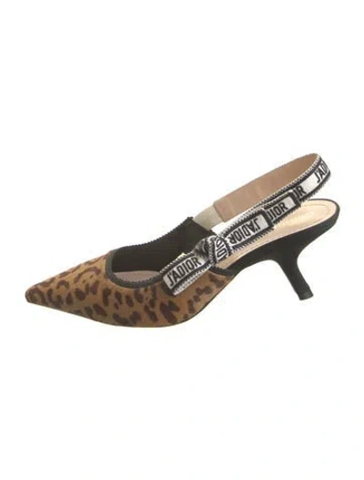 Pre-owned Dior Ponyhair Animal Print Slingback Pumps In Black