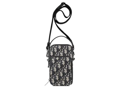 Pre-owned Dior Pouch Oblique Jacquard In Beige/black