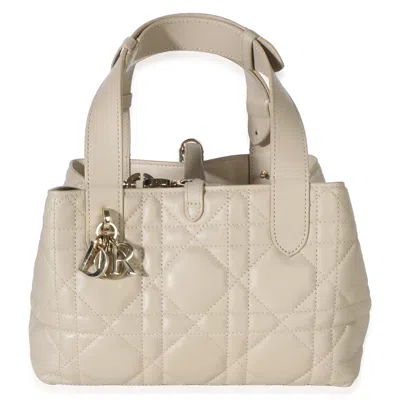 Pre-owned Dior Powder Beige Macrocannage Calfskin Small  Toujours Tote