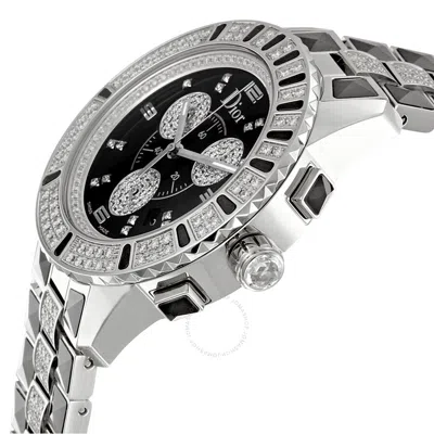 Dior Christal Chronograph Diamond Black Dial Ladies Watch Cd11431dm001 In Metallic