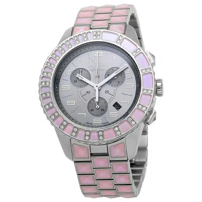 Dior Christal Chronograph Silver Dial Ladies Watch 114315m002 In Pink