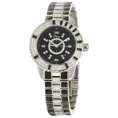 Dior Diamond Diamond Black Dial Ladies Watch Cd11311dm001 In Metallic