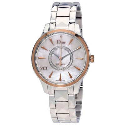 Dior Viii Montaigne White Mother Of Pearl Diamond-set Dial Ladies Watch Cd1535i0m001 In Metallic