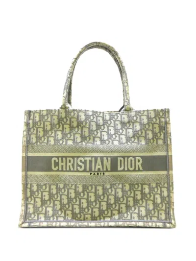 Pre-owned Dior  Medium Oblique Book Tote Bag In Grey