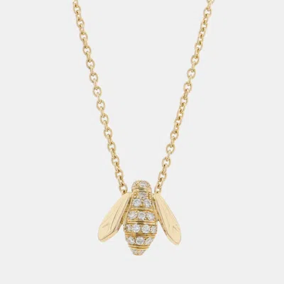 Pre-owned Dior Pre Quattro Collection Bee Diamond Necklace 18k Yellow Gold
