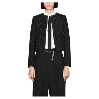Pre-owned Dior Pre-fall 2022 Black Wool & Silk Grommet Jacket
