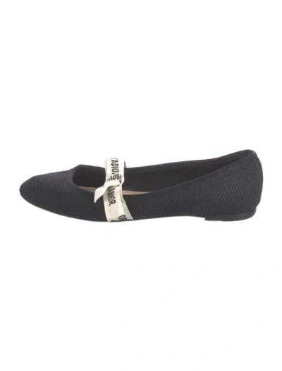 Pre-owned Dior Printed Bow Accents Ballet Flats In Black