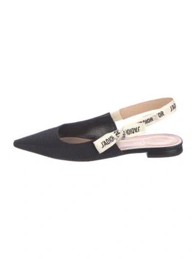 Pre-owned Dior Printed Bow Accents Slingback Flats In Black
