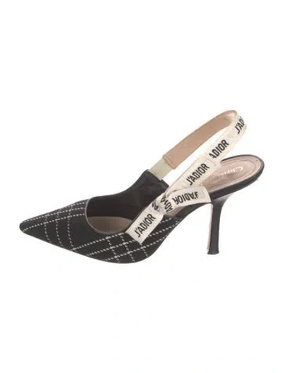 Pre-owned Dior Printed Bow Accents Slingback Pumps In Black