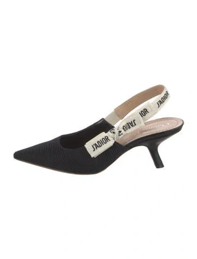 Pre-owned Dior Printed Bow Accents Slingback Pumps In Black