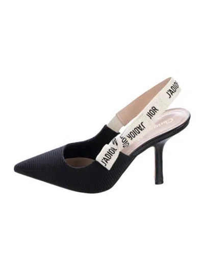 Pre-owned Dior Printed Bow Accents Slingback Pumps In Black