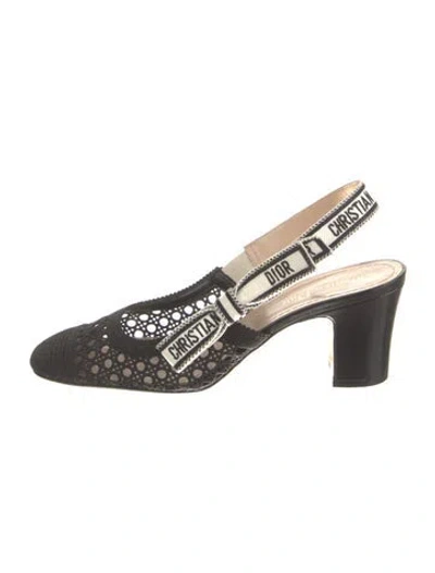Pre-owned Dior Printed Bow Accents Slingback Pumps In Black