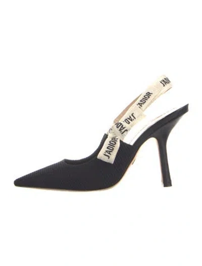 Pre-owned Dior Printed Bow Accents Slingback Pumps In Black