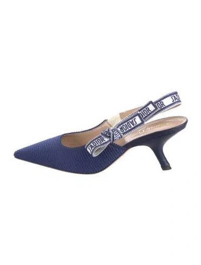 Pre-owned Dior Printed Bow Accents Slingback Pumps In Blue
