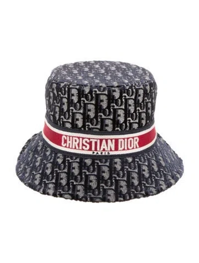Pre-owned Dior Printed Bucket Hat In Blue