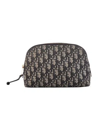 Pre-owned Dior Printed Canvas Cosmetic Bag In Neutral