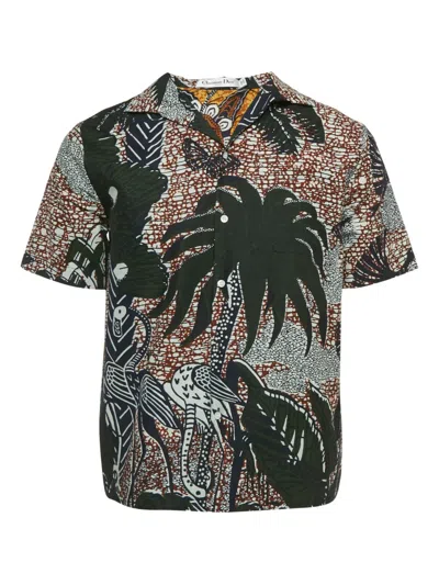 Pre-owned Dior Printed Cotton T-shirt In Green