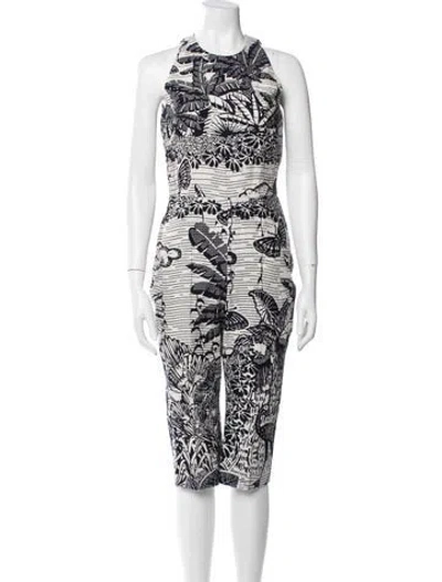 Pre-owned Dior Printed Crew Neck Romper W/ Tags In Blue