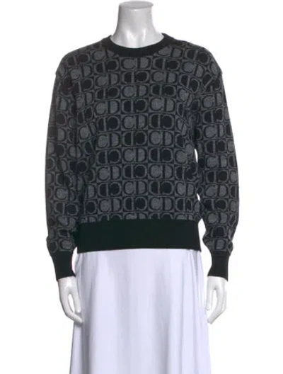 Pre-owned Dior Printed Crew Neck Sweater In Black