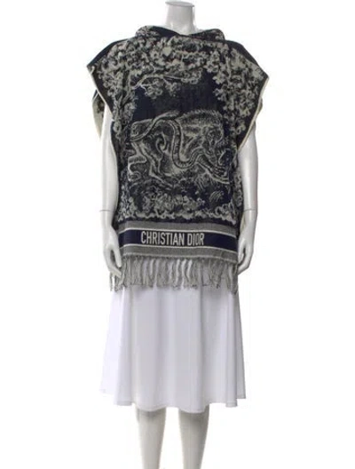 Pre-owned Dior Printed Crew Neck Sweater In Blue