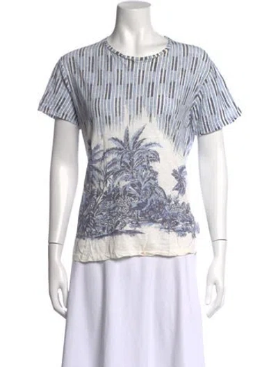 Pre-owned Dior Printed Crew Neck T-shirt In Blue