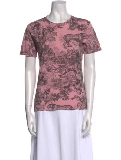 Pre-owned Dior Printed Crew Neck T-shirt In Pink