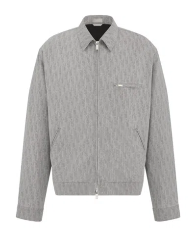 Dior Printed Denim Jacket In Gray