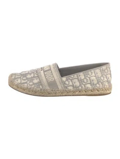 Pre-owned Dior Printed Embroidered Accent Espadrilles In Gray