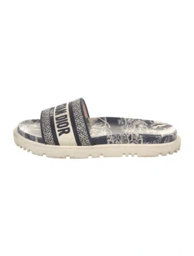 Pre-owned Dior Printed Embroidered Accent Espadrilles In Multi