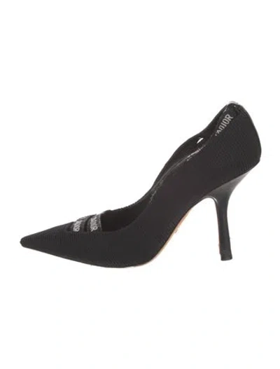 Pre-owned Dior Printed Embroidered Accent Pumps In Black