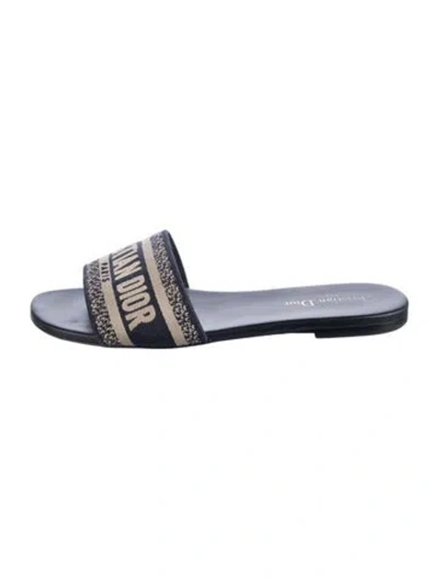 Pre-owned Dior Printed Embroidered Accent Slides In Multi