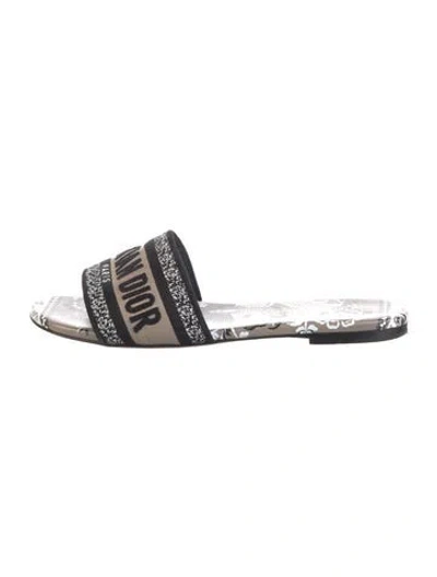 Pre-owned Dior Printed Embroidered Accent Slides In Multi