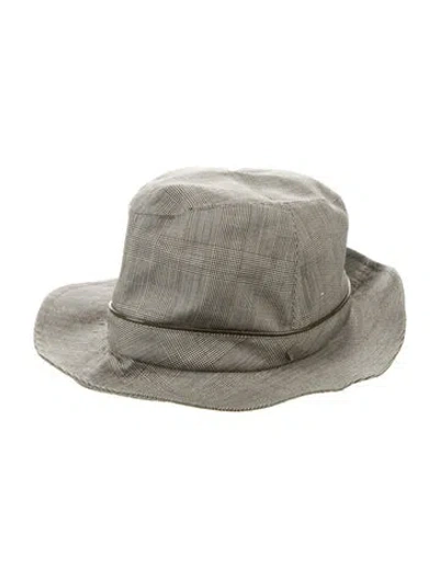 Pre-owned Dior Printed Fedora Hat In Gray