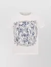Dior Printed Graphic Round Neck Short Sleeve Top In Blue