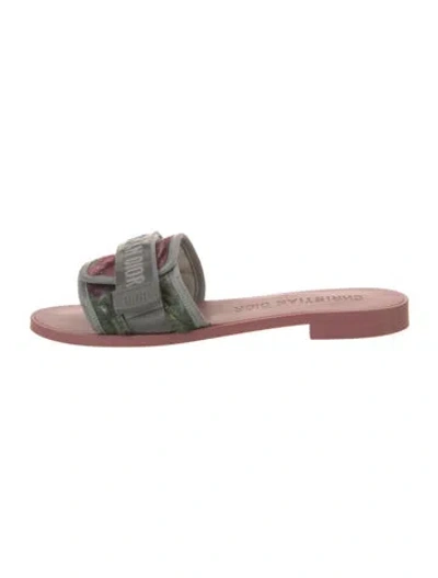 Pre-owned Dior Printed Grosgrain Trim Slides In Multi