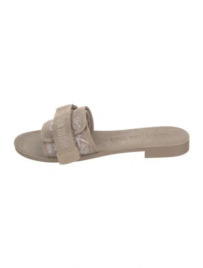 Pre-owned Dior Printed Grosgrain Trim Slides In Neutral