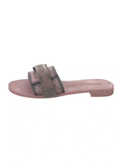 Pre-owned Dior Printed Grosgrain Trim Slides In Pink