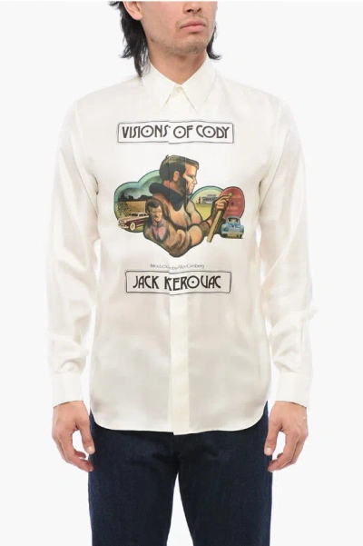 Dior Printed Jack Kerouac Silk Shirt In Neutral