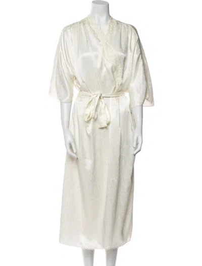Pre-owned Dior Printed Lace Trim Embellishment Robe In Neutral
