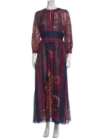 Pre-owned Dior Printed Long Dress In Blue