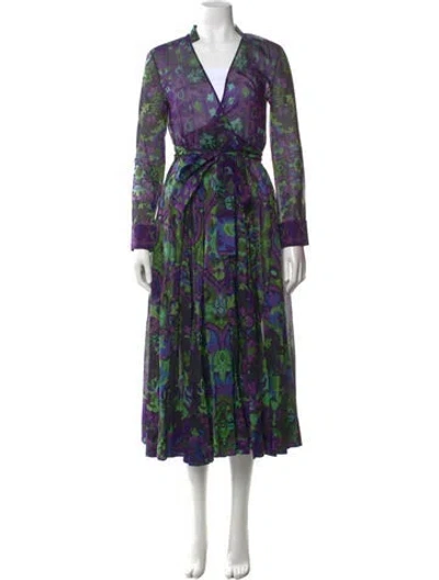 Pre-owned Dior Printed Long Dress In Purple