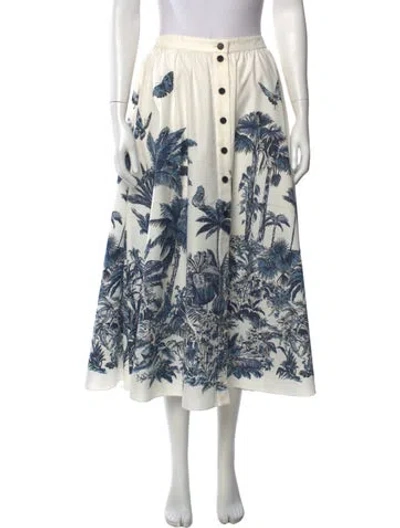 Pre-owned Dior Printed Long Skirt In Blue