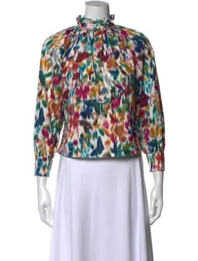 Pre-owned Dior Printed Long Sleeve Blouse In Multicolor